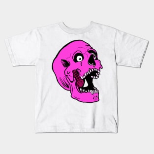 Psychedelic Halloween Pink Zombie Skull Kids T-Shirt